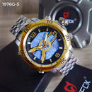 RELOJ JOEFOX PLATA-NEGRO/DORADO DOBLE/HORA HOMBRE 1976G-5 My Store